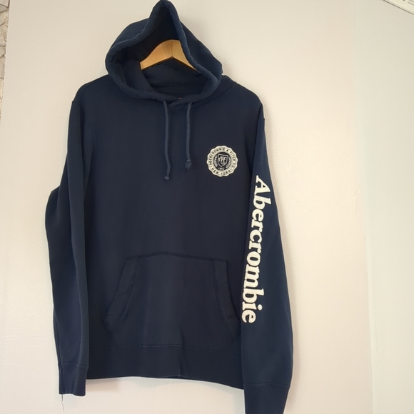 Abercrombie & Fitch Soft A&F Hoodie Mens Large Logo Spellout Preppy Streetwear - Picture 1 of 8